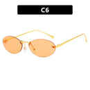Oval Rimless Sunglasses With Rivets 2024 New Style