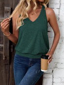 Women Summer Sleeveless V Neck Tank Top, Casual Solid Basic Vest Tops