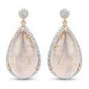 14K Yellow Gold Plated 35.15 Carat Genuine Golden Rutile and White Topaz .925 Sterling Silver Earrings