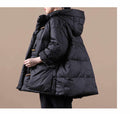 Plus-size Womens Retro Horn-button Hooded Down Coat