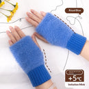 Women's Half-finger Plush Thermal Knit Gloves