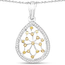 0.45 Carat Genuine White Diamond and Yellow Diamond .925 Sterling Silver Pendant