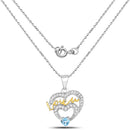 0.44 Carat Genuine Swiss Blue Topaz and White Topaz .925 Sterling Silver Pendant