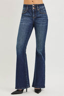 RISEN High Rise Flare Jeans With Seam Detail Waistband