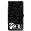 Hinged Wallet - Joker Wine Pose Sketch + THE JOKER Logo HA! HA! Black Grays White