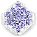 2.41 Carat Genuine Tanzanite and White Topaz .925 Sterling Silver Ring
