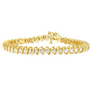 14K Yellow Gold Round Cut Diamond Spiral Link Bracelet (3.00 cttw, H-I Color, SI2-I1 Clarity)