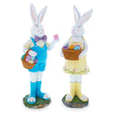 Enchanted Meadow Bunnies Hand-Painted Resin Centerpiece Figurine Set 12 Inches