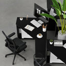 Corner Computer Desk with Storage Shelf - Triangle Design