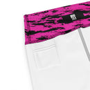 Pink and Black Rave Glitch Splatter Yoga Shorts w/ Inside Pocket