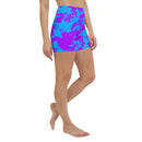 Purple and Blue Paint Splatter Rave Ready Yoga Shorts w/ Inside Pocket