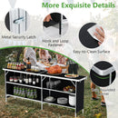 Aluminum Portable Picnic Table with 2-Tier Open Shelves and Spacious Tabletop