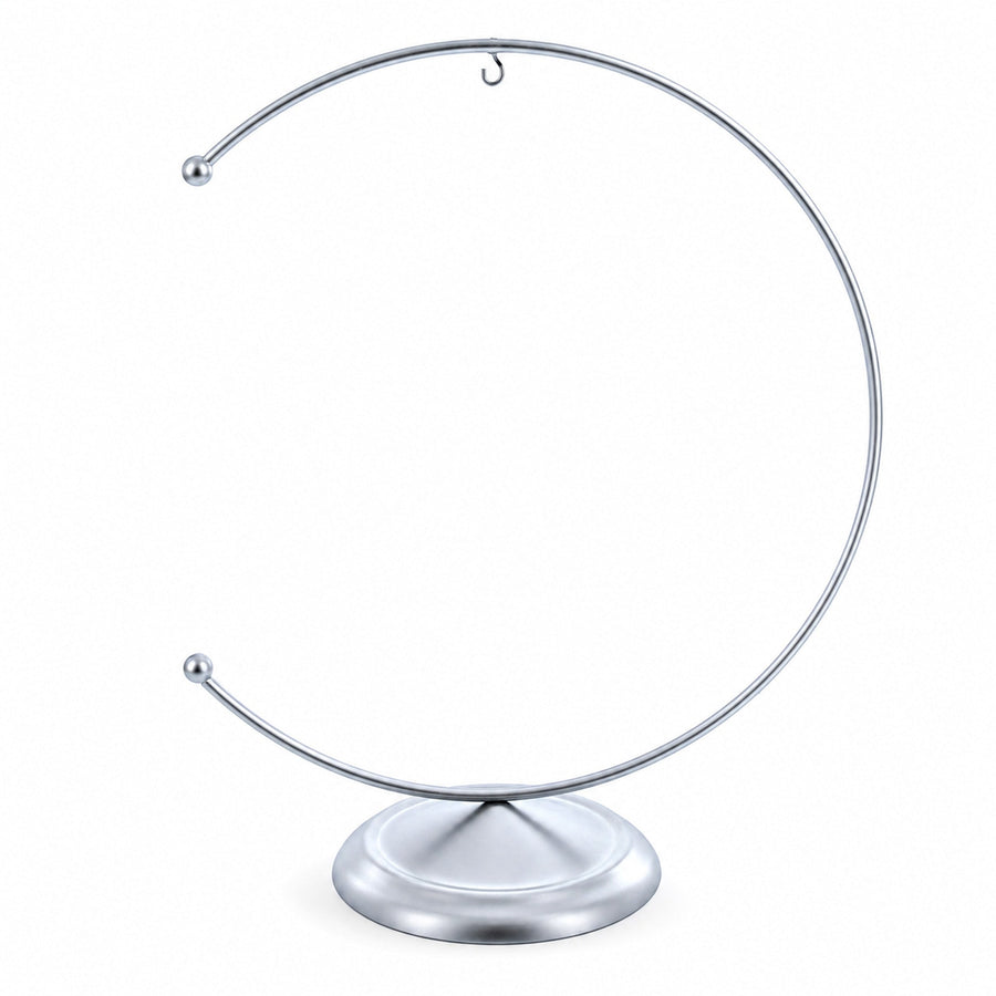 Crescent Moon Silver Metal Ornament Display Stand 8.8 Inches