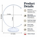 Crescent Moon White Painted Metal Ornament Display Stand 8.8 Inches