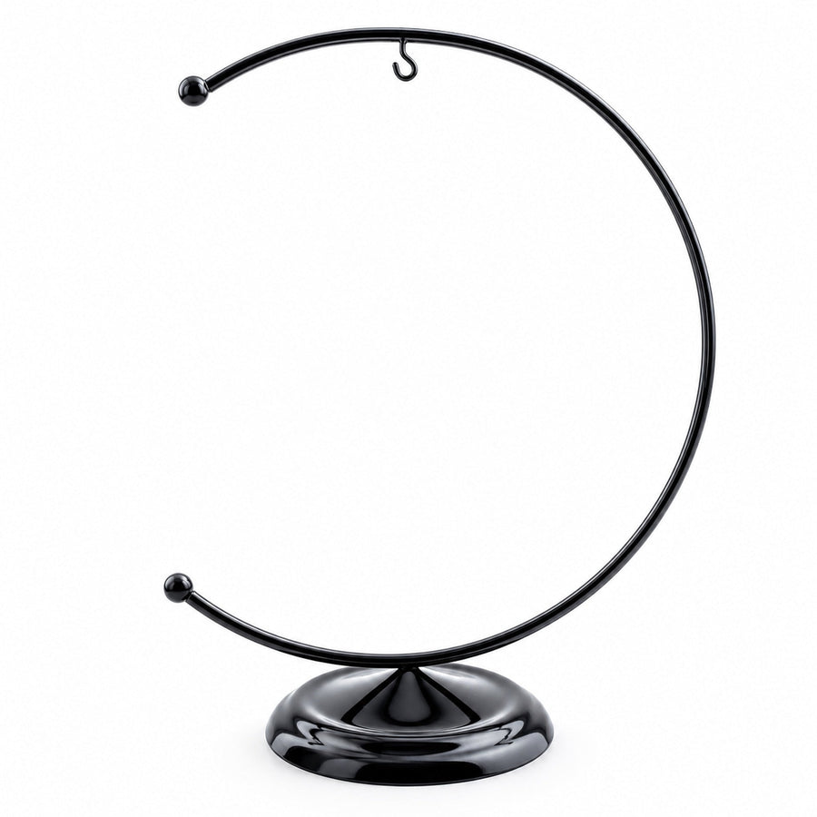 Crescent Moon Black Painted Metal Ornament Display Stand 8.8 Inches