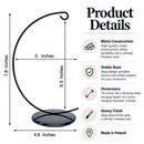 Solid Round Base Black Painted Metal Ornament Display Stand 7.8 Inches