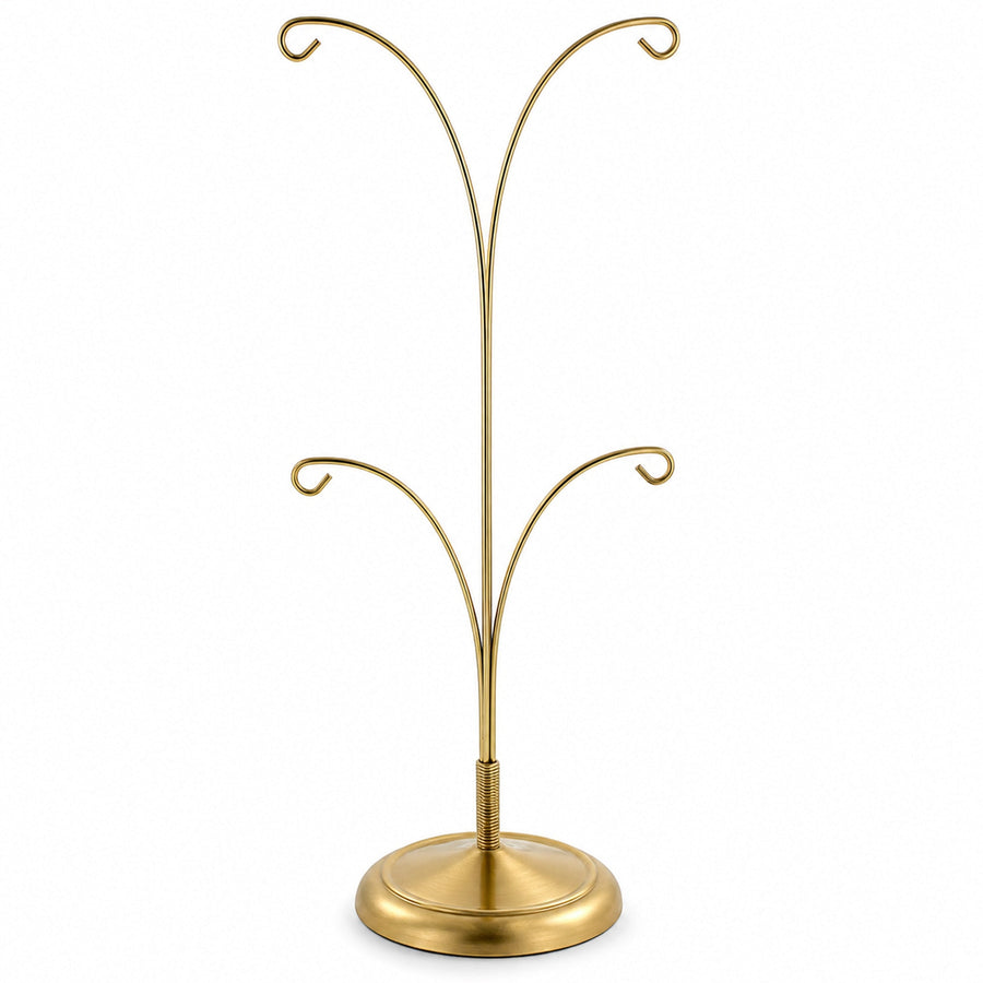 4-Arm Tree Branch Gold Metal Ornament Display Stand 12 Inches