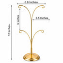 4-Arm Tree Branch Gold Metal Ornament Display Stand 12 Inches