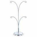 4-Arm Tree Branch Silver Metal Ornament Display Stand 12 Inches