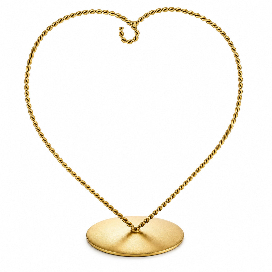 Heart-Shaped Twisted Gold Metal Ornament Display Stand 6.2 Inches