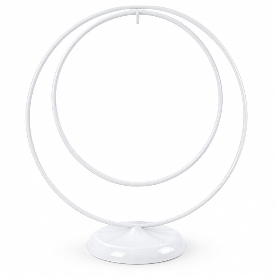 Contemporary Double Circle White Painted Metal Ornament Display Stand 8.2 Inches (Poland)