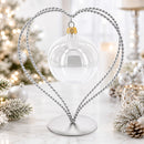 Double Wire Heart Twisted Silver Metal Ornament Display Stand 7.8 Inches (Poland)
