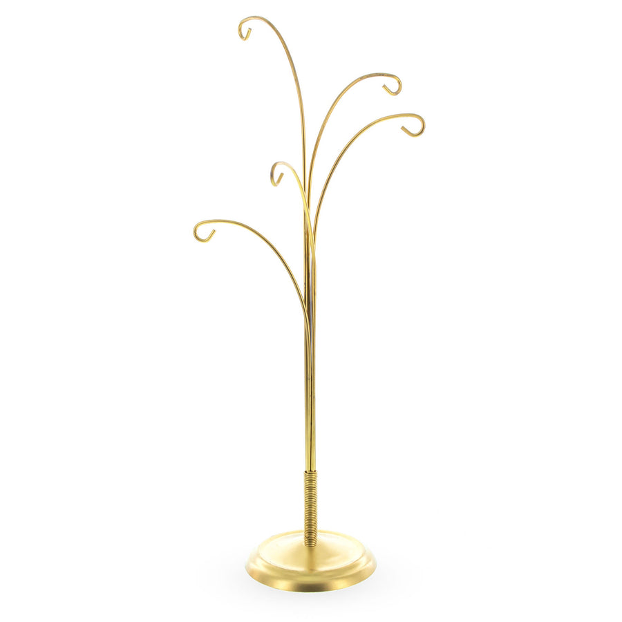 5-Arm Scroll Tree Branches Gold Metal Ornament Display Stand 14.5 Inches