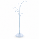 5-Arm Scroll Tree Branches White Painted Metal Ornament Display Stand 14.5 Inches