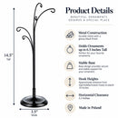 5-Arm Scroll Tree Branches Black Painted Metal Ornament Display Stand 14.5 Inches