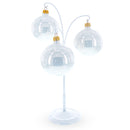 3-Arm Botanical Style White Painted Metal Ornament Display Stand 12 Inches (Poland)