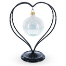 Double Wire Heart Twisted Black Paint Metal Ornament Display Stand 7.8 Inches (Poland)