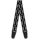 Guitar Strap - Batman Shield Black Silver