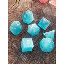 Aqua Blue Cat's Eye Stone Dice Set