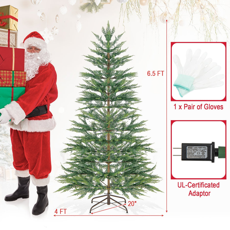 6.5 Ft Pre-Lit Artificial Cypress Christmas Tree with Timer
