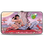 Hinged Wallet - Superman Wonder Woman Issue #14 Sitting Under Tree Variant Cover Pose + WONDER WOMAN Script Pink