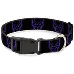 Plastic Clip Collar - Black Panther Avengers Icon Outline Black/Purple