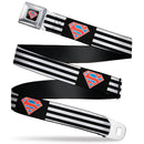 Superman Shield Full Color Black/White/Red/Blue Seatbelt Belt - Superman Shield Flip Americana Stripes Black/White/Red/Blue Webbing