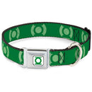 Green Lantern Logo CLOSE-UP Black/Green Seatbelt Buckle Collar - Green Lantern Logo Weathered Greens