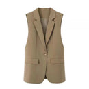 Womens Fashionable Slim-Fit Versatile Split-Panel Vest