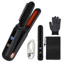 Cordless Hair Straightener Brush 2-in-1 Ceramic Flat Iron