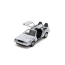 Back to the Future die-cast 1:32 scale "Hollywood Rides" DeLorean Time Machine (Frost Covered)