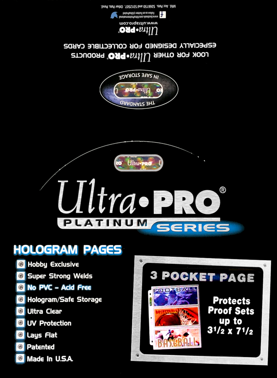 Ultra PRO: Platinum Hologram 3-Pocket Pages - 3-Holes (3.5