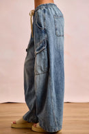 BiBi Baggy Barrel Jeans With Cargo Pockets