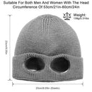 Unisex Knit Beanie Hat with Goggle Chunky Winter Warm Hat Skull Cap 4 Colors