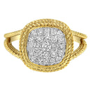 10K Yellow Gold Plated .925 Sterling Silver 1/2 Cttw Diamond Square Cushion Cluster Split Shank Cocktail Ring (J-K Color, I2-I3 Clarity) - Size 7