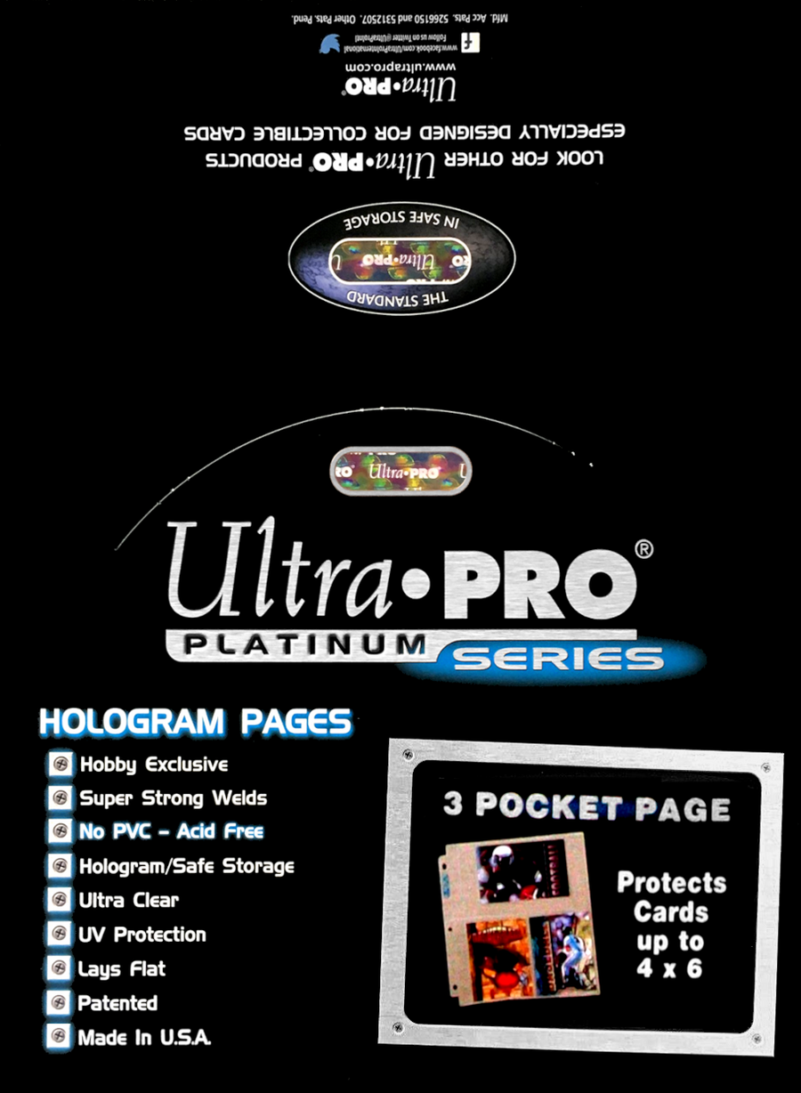Ultra PRO: Platinum Hologram 3-Pocket Pages - 3-Holes (4