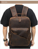 Leather Men's Computer Backpack, Leather Large Capacity Men's Business Travel Bag, Cowhide Backpack