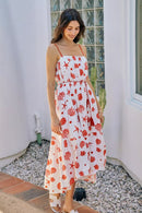 SO ME Shell Print Tiered Lined Midi Cami Dress With Belt