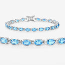 10.71 Carat Genuine Swiss Blue Topaz .925 Sterling Silver Bracelet