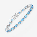 10.71 Carat Genuine Swiss Blue Topaz .925 Sterling Silver Bracelet